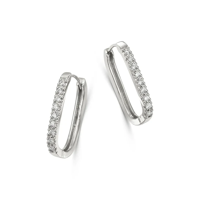 Diamond Square Hoop Earrings in 14K White Gold, 0.16 ct. t.w.