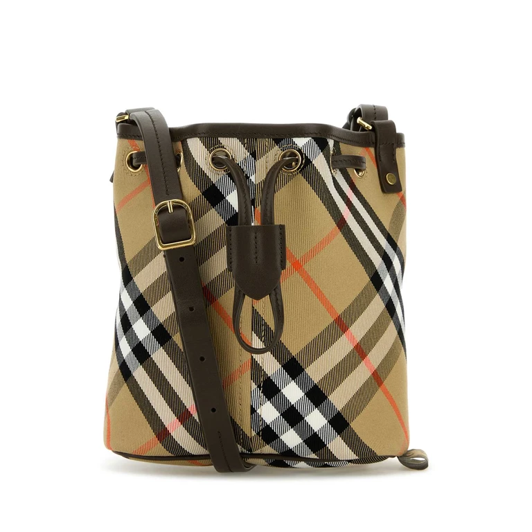 Burberry Embroidered Canvas Bucket Bag Sand Borse A Secchiello - Women
