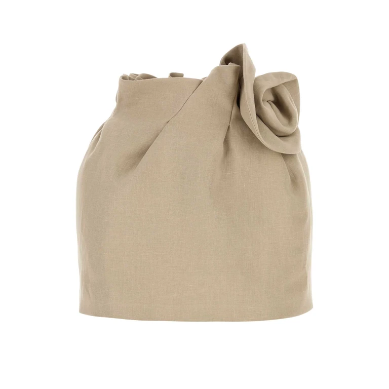 Magda Butrym Beige Linen Blend Mini Skirt Gonne - Women