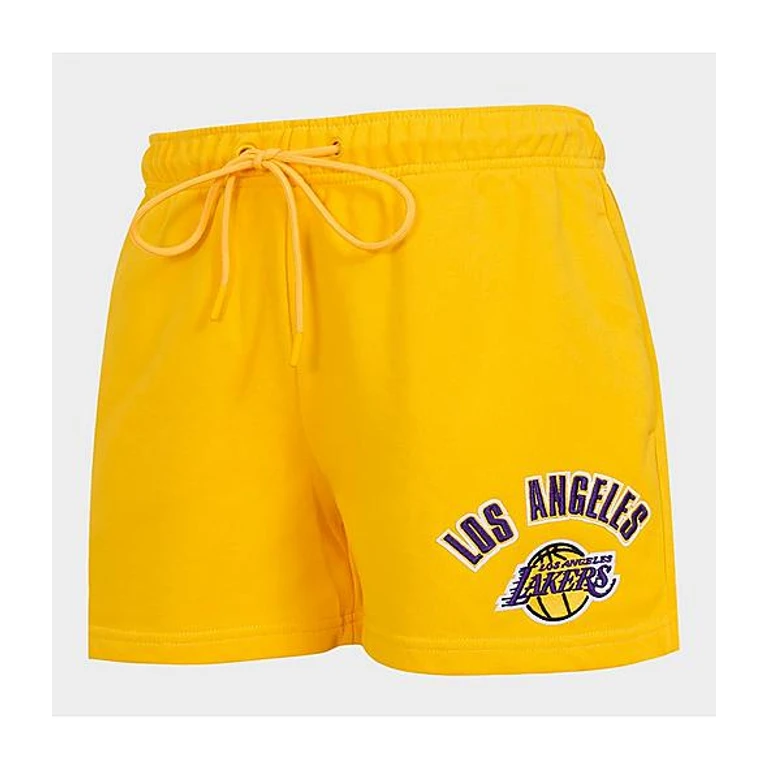 Pro Standard Women's Los Angeles Lakers NBA Classic Fleece Shorts in Yellow Size: XS