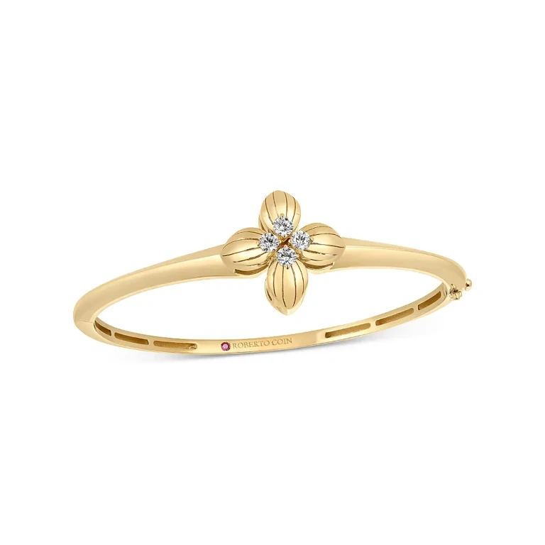 Roberto Coin 18K Yellow Gold Love in Verona Diamond Flower Bangle Bracelet - Exclusive