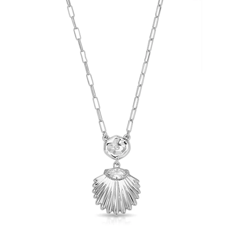 Ettika Santorini Cubic Zirconia Shell Pendant Necklace, 15-18