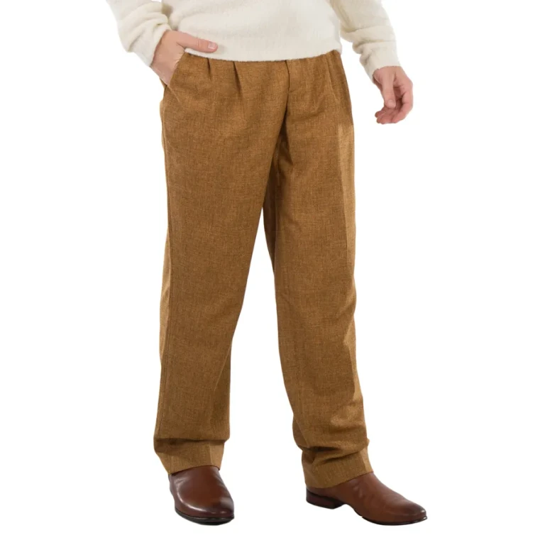 Vtmnts Mens Caramel Barcode Monogram Tailored Wool Pants