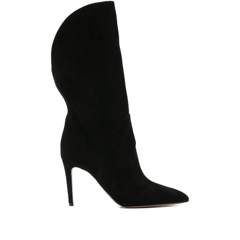 Paris Texas Black Suede Heeled Boots