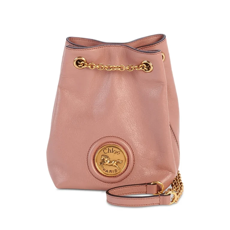 Chloe Horse Medal Mini Leather Bucket Bag