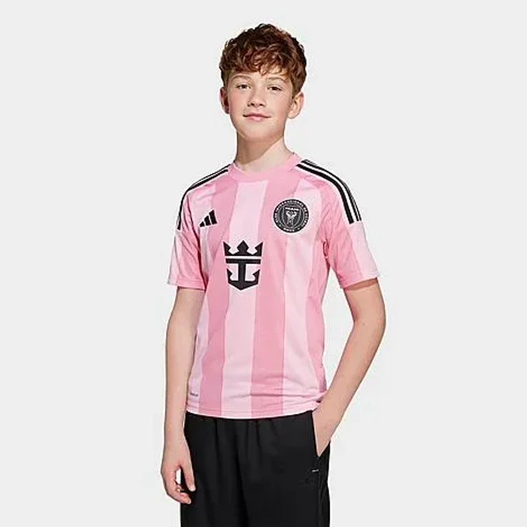 adidas Big Kids Inter Miami CF 25-26 Away Soccer Jersey in Easy Pink Size: XS