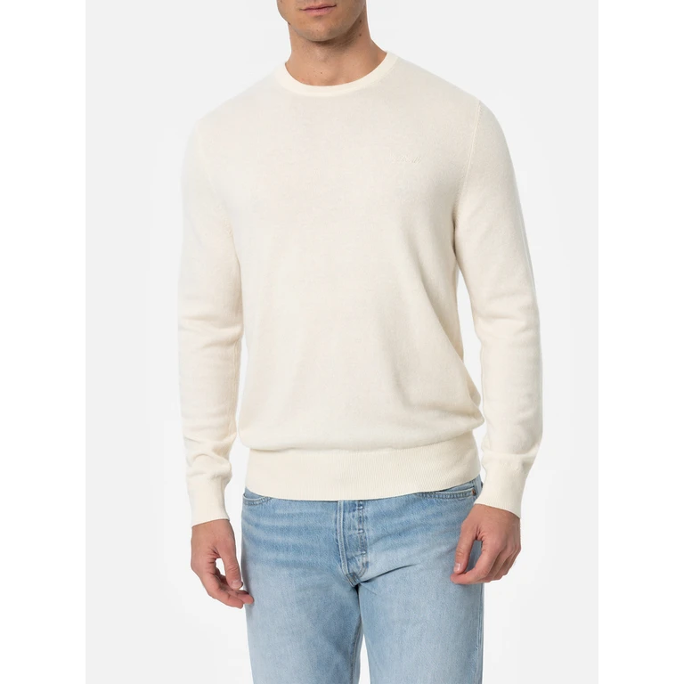 Mc2 Saint Barth Crewneck Sweater Regent White Blended Cashmere - Men
