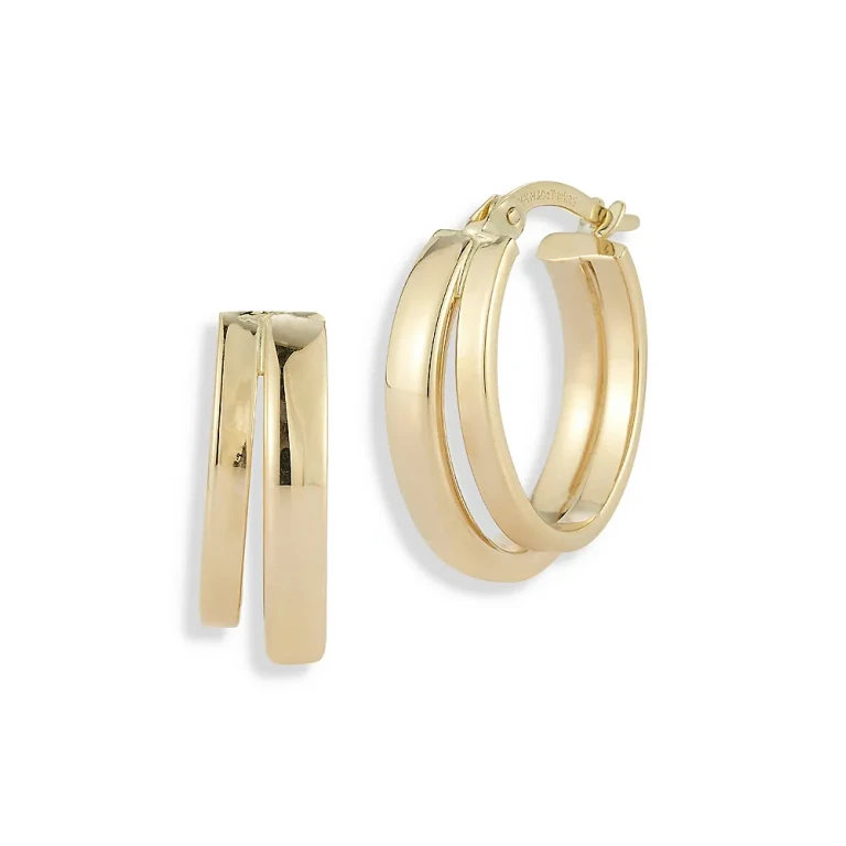 14K Yellow Gold Double Small Hoop Earrings