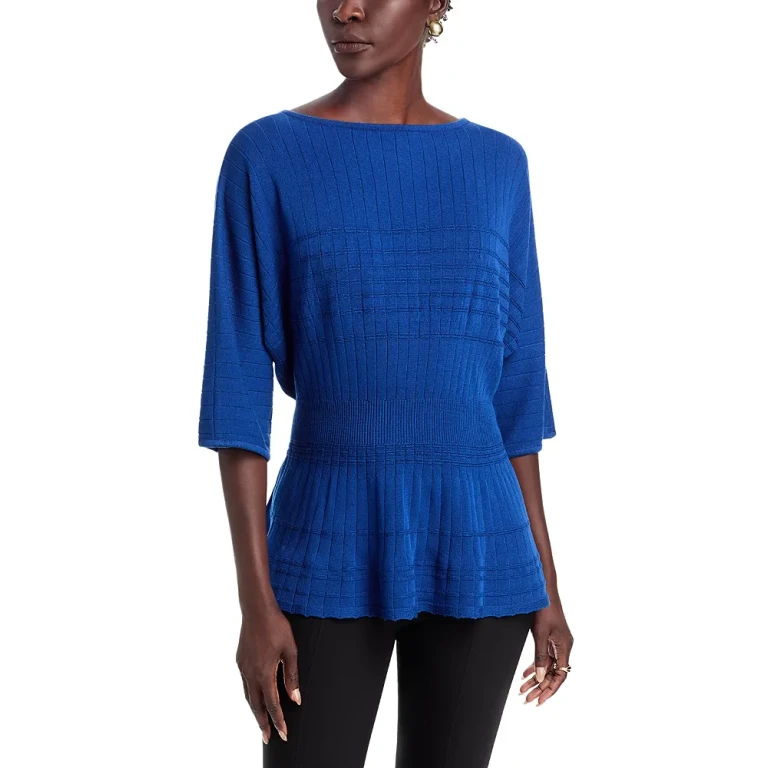Misook Boat Neck Peplum Sweater
