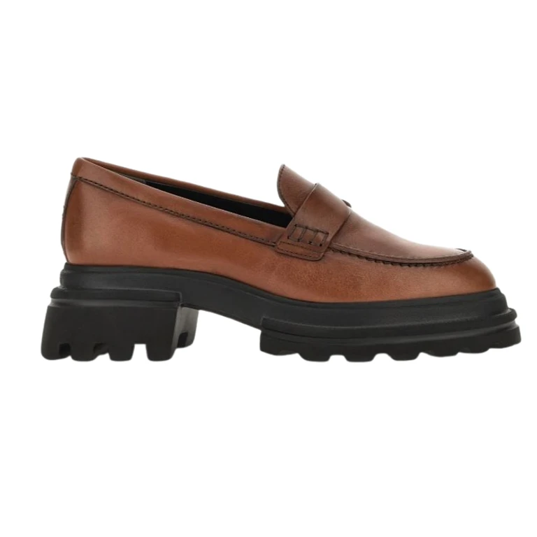 Hogan Flat shoes Brown 100 Leather & Rubber Sole - Women