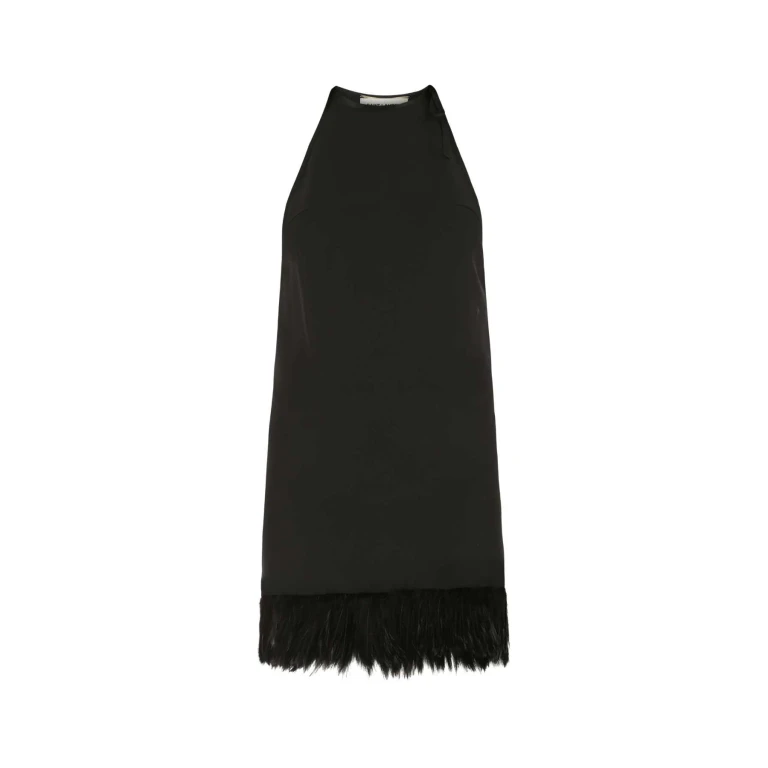 생로랑 블랙 크레이프 미니 드레스