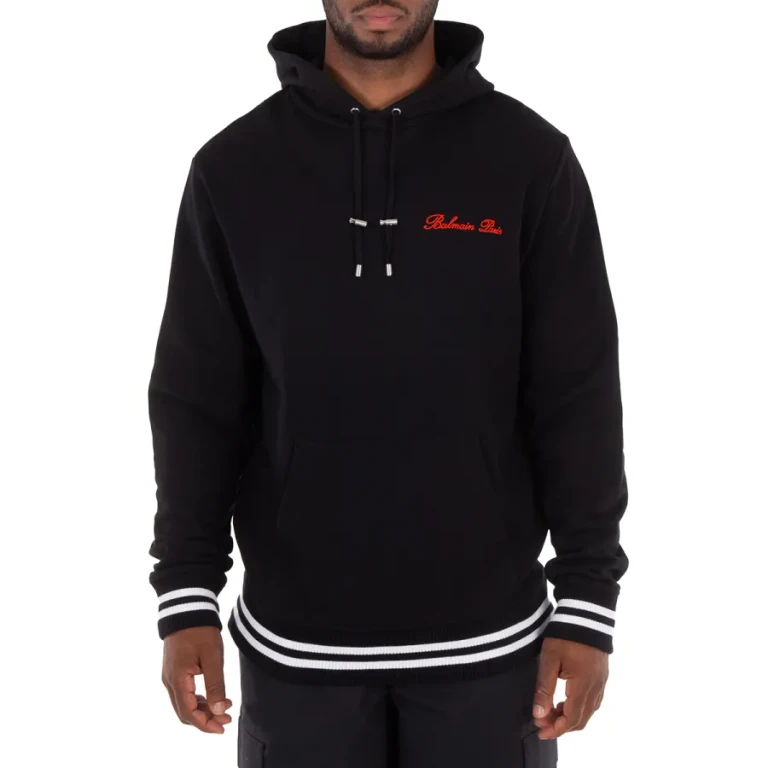 Balmain Signature-Embroidered Cotton Hoodie