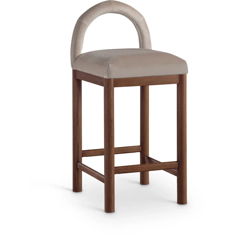Conrad Taupe Velvet Upholstered Counter Stool