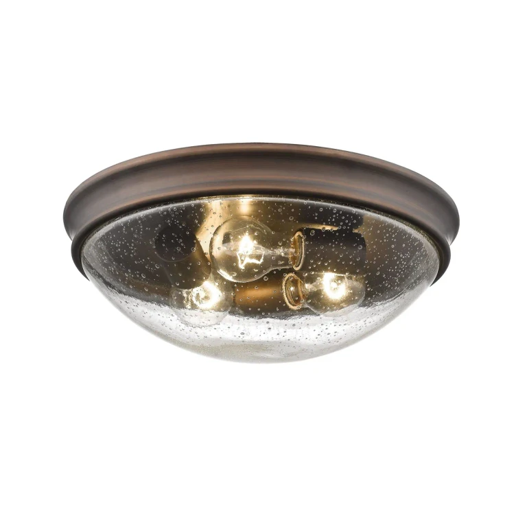 Rubbed Bronze Three Light Flushmount