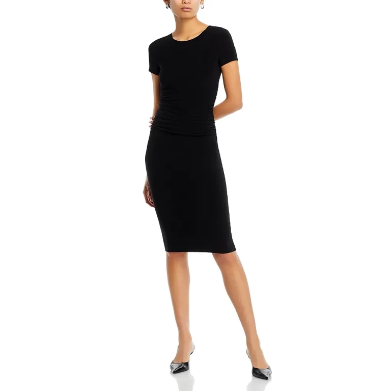 Norma Kamali Short Sleeve Ruched Dress