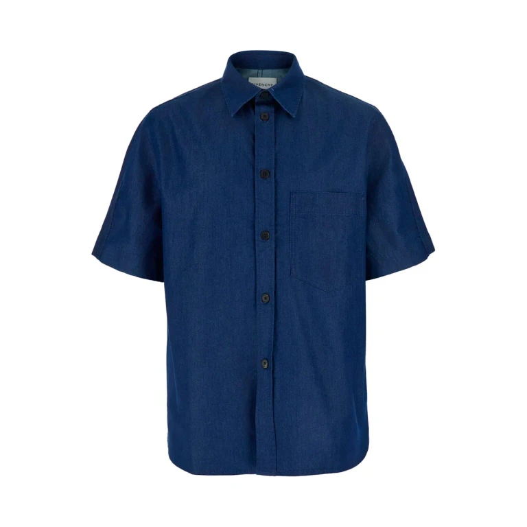 Givenchy Denim Light Mc - Blue Shirt With Collar And Long Sleeves - In Cotton Blend And Tech Fabric - Men