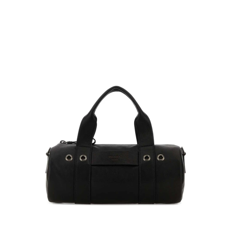 Black Leather Prada Route Handbag