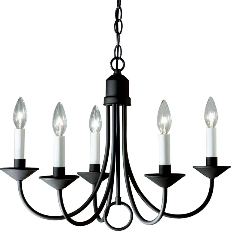 Textured Black Five Light Chandelier from the Five Light Collection
