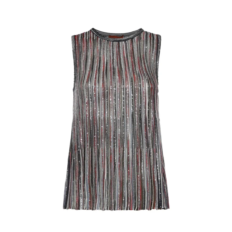 Missoni Ribbed Viscose Blend Top With Sequins