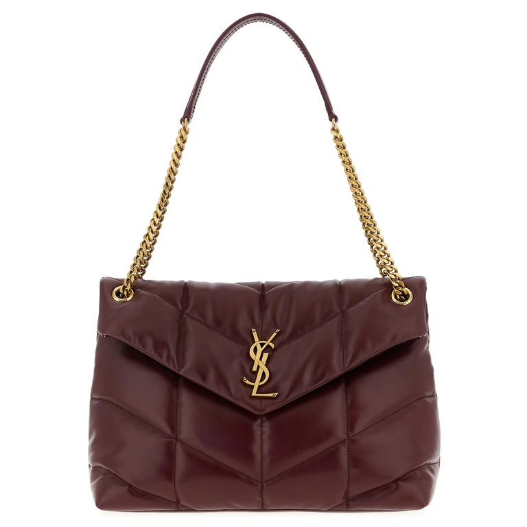 Saint Laurent Bordeaux Calfskin Shoulder Bag - Women