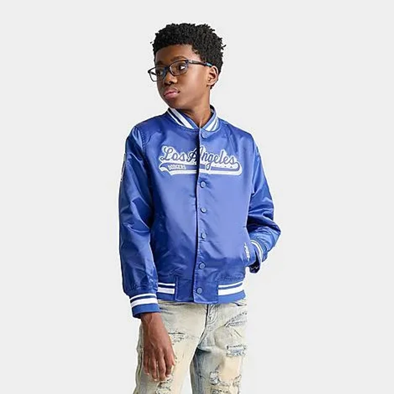 Pro Standard Big Kids Los Angeles Dodgers MLB Satin Jacket in Dodgers Blue Size: Small
