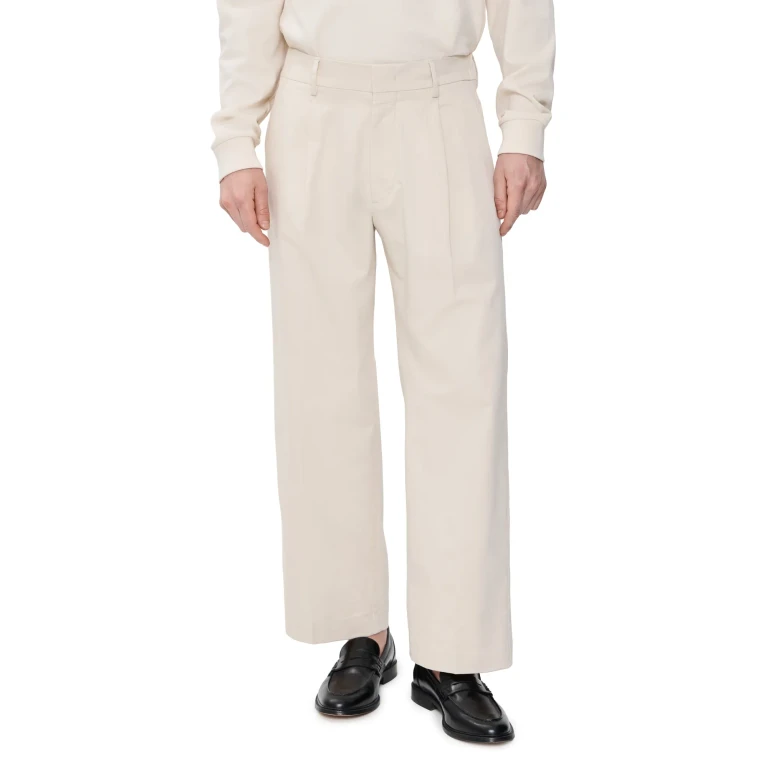 NN07 Kaye Cotton Relaxed Pleated Trousers Desert Khaki 34