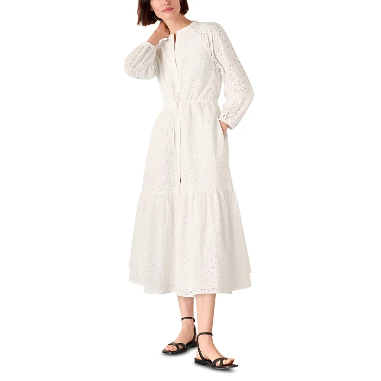 Whistles Broderie Midi Shirt Dress