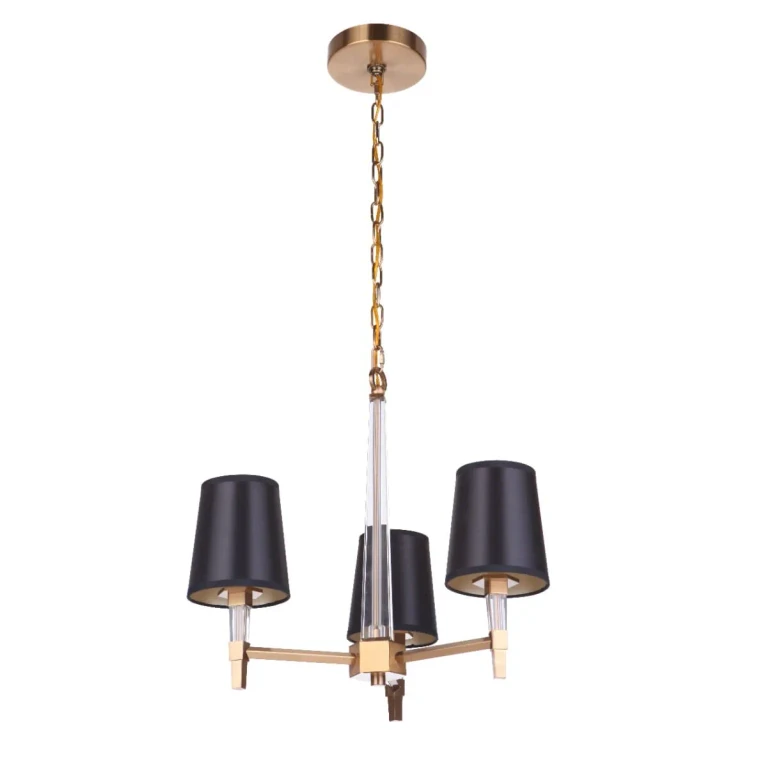 Satin Brass Three Light Chandelier from the Tarryn Collection