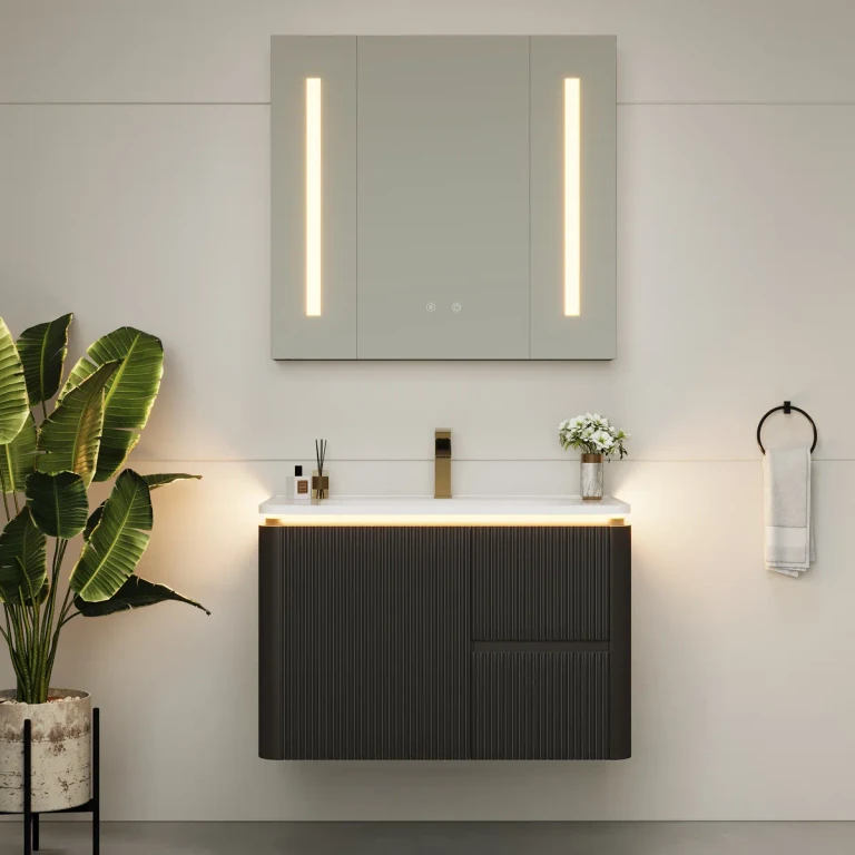 Bathroom Vanity Set 47.2" Modern Warm White LED Floating Bathroom Vanity with Sink