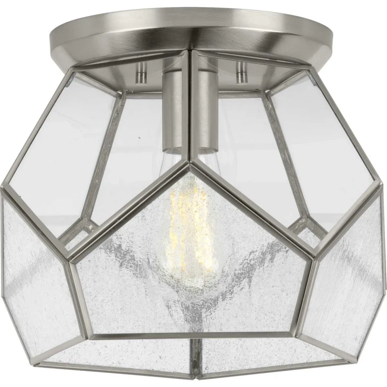Brushed Nickel One Light Flush Mount from the Cinq Collection