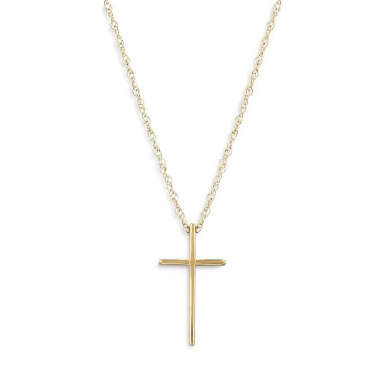 Children's Polished Cross Pendant Necklace in 14K Yellow Gold, 14