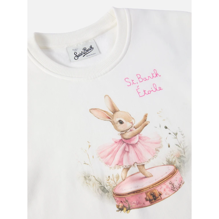 Mc2 Saint Barth Briony Crewneck Sweatshirt With Bunny Print White