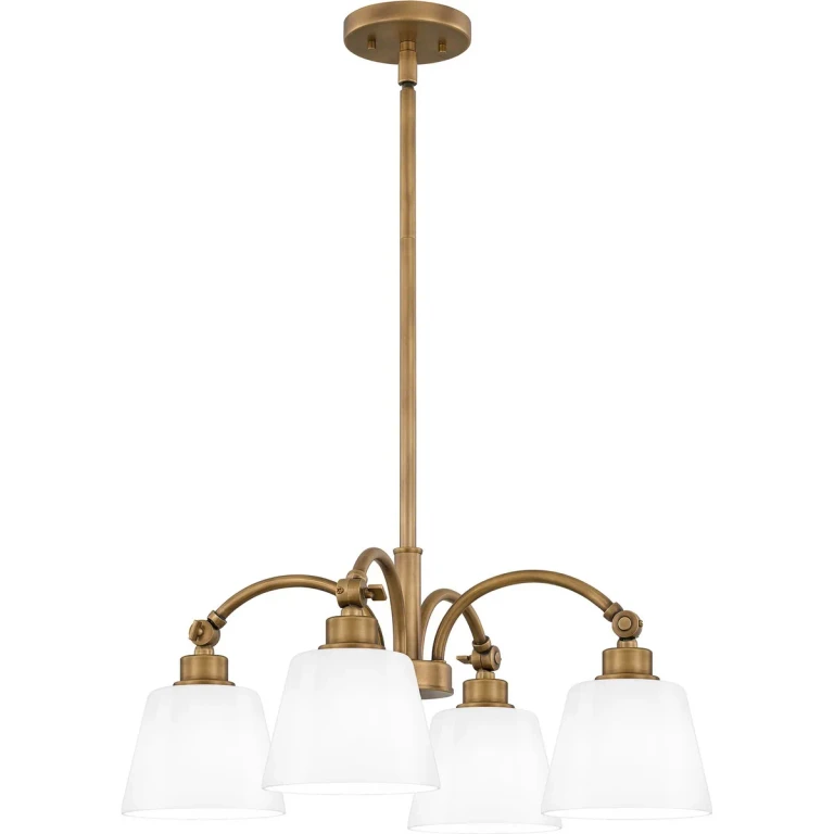 Weathered Brass Four Light Chandelier from the Quoizel Pendant Collection