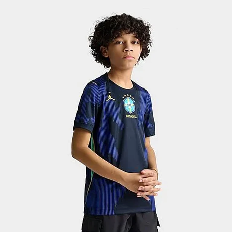 Jordan Big Kids Brazil 26 Stadium Away Dri-FIT Replica Soccer Jersey in Old Royal/Black Size: XS