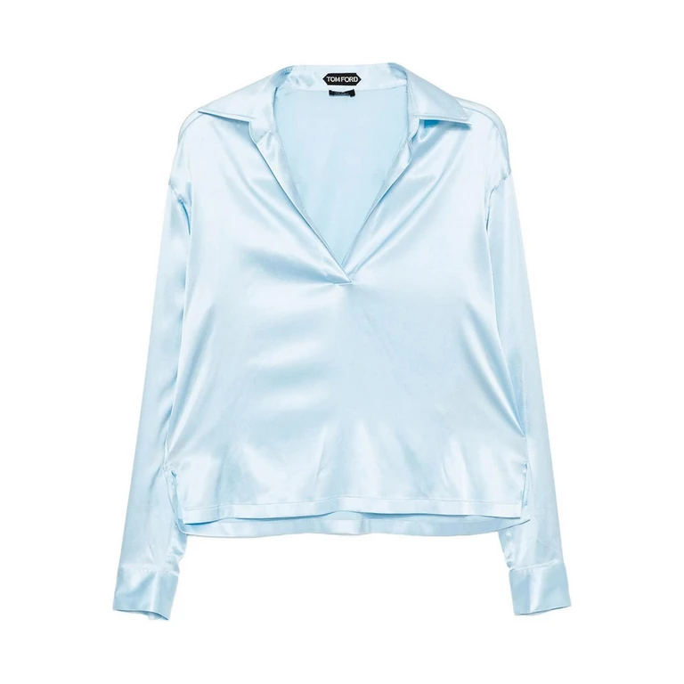 Polo Tom Ford in raso con logo ricamato