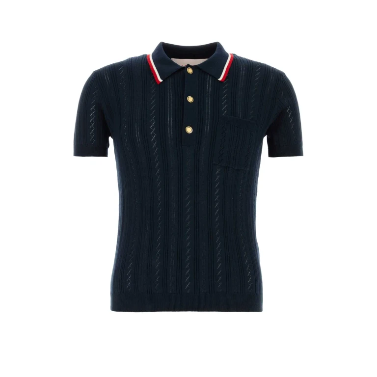 Valentino Garavani Navy Blue Cotton Polo Shirt