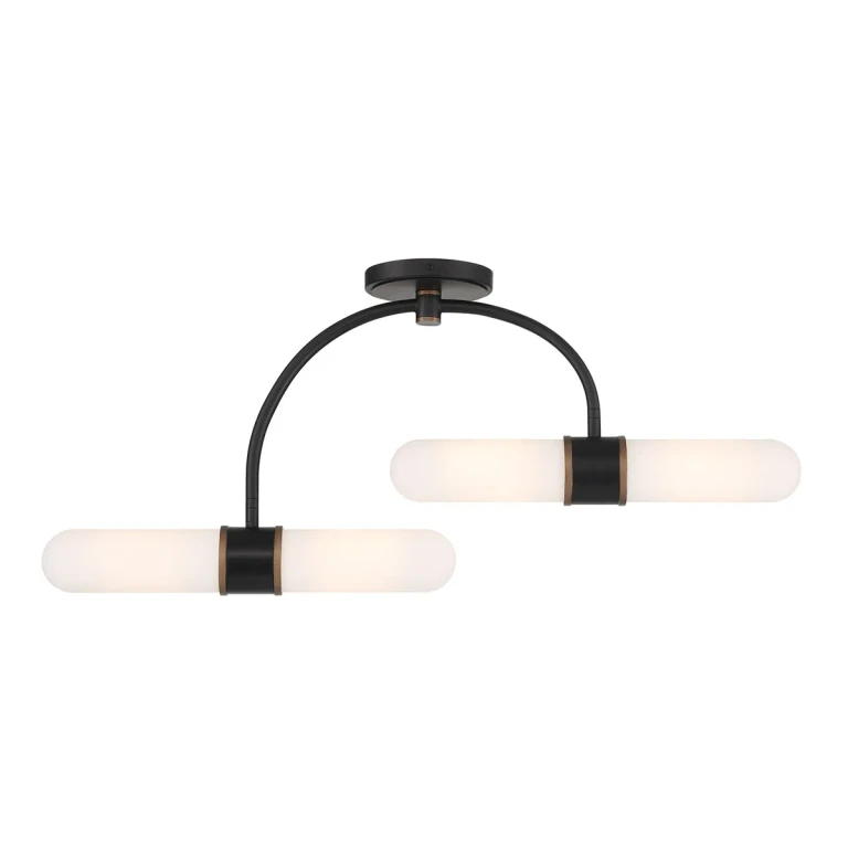 Matte Black Textured Gold LED Semi Flush Mount from the Capsule Collection