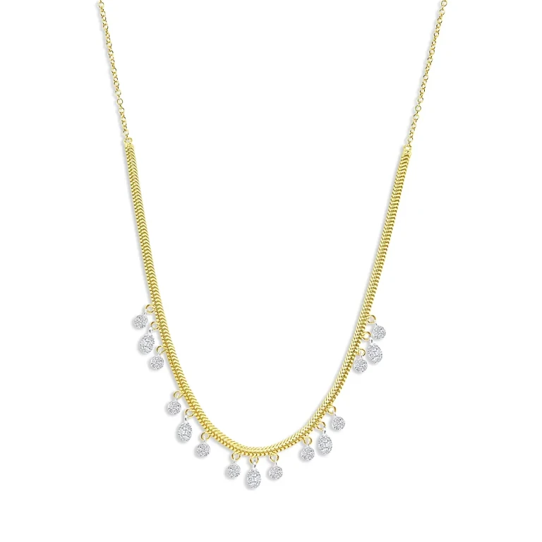 Meira T Diamond Dangle Snake Chain Collar Necklace in 14K White & Yellow Gold, 16-18