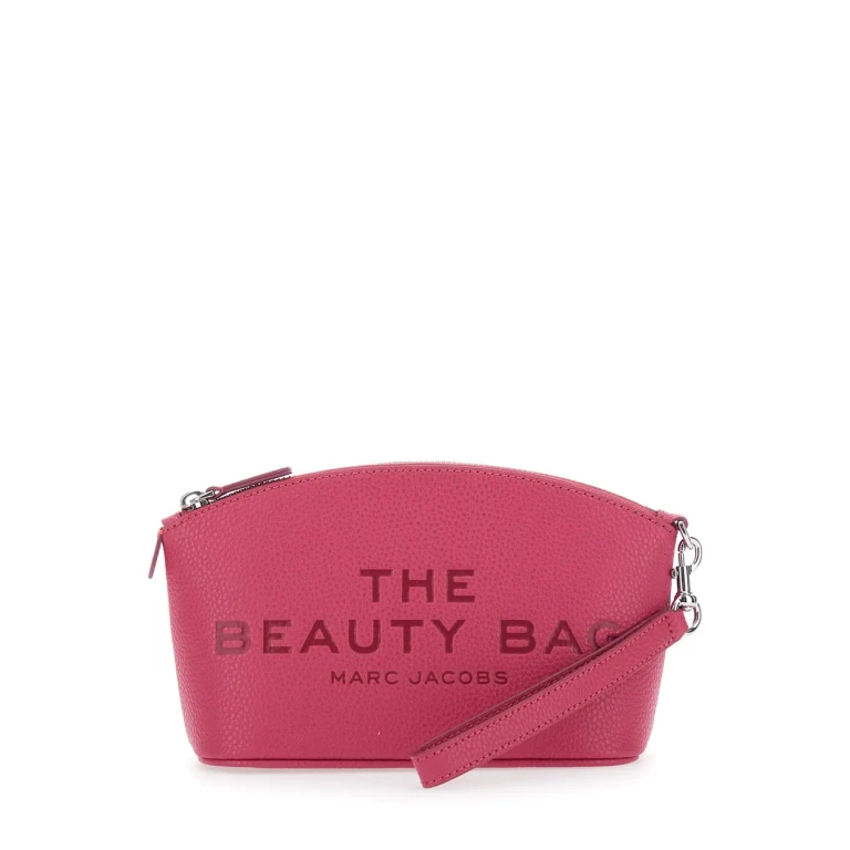 Marc Jacobs the Beauty Bag Pink Clutch Bag With Logo Print On The Front In Leather Woman