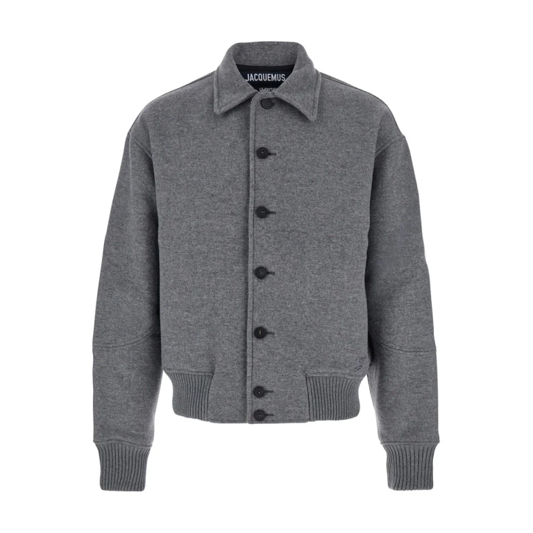 Jacquemus Grey Jacket With Classic Collar And Dropped Shoulders In Wool Man