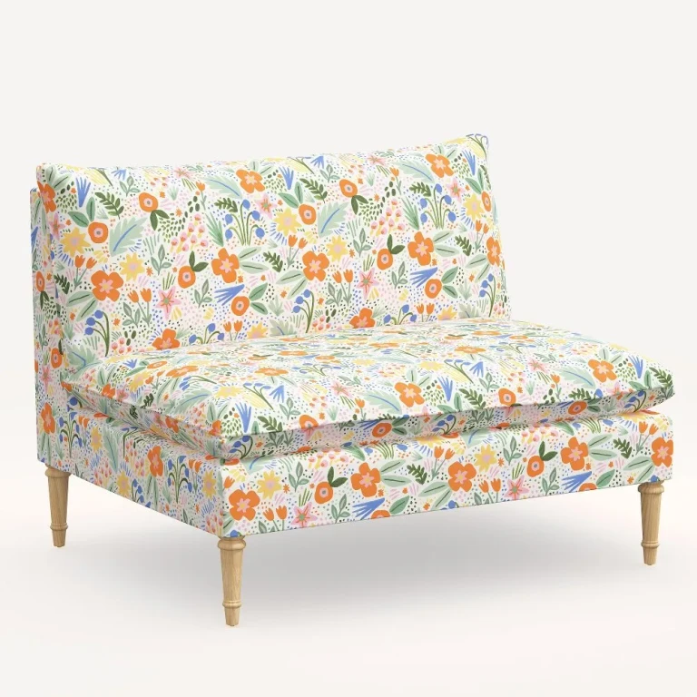 Louie Mehrfarbiges Blumen-Loveseat ohne Armlehnen