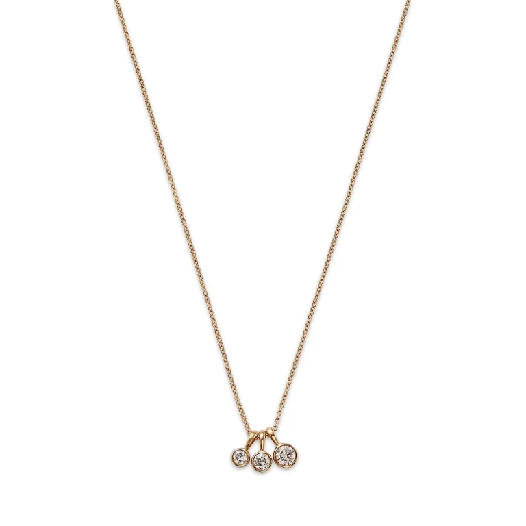 14K Yellow Gold Lab Grown Diamond Triple Bezel Collar Necklace, 16-18