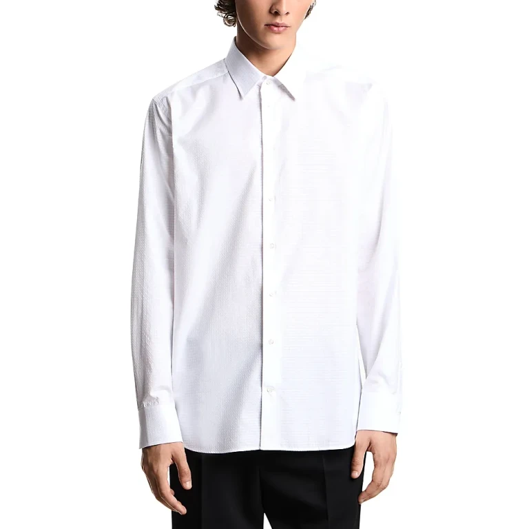 Emporio Armani New York Regular Fit Micro Jacquard Cotton Dress Shirt