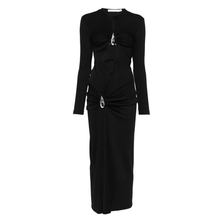 Crystal-pendant Open-twist Midi Dress