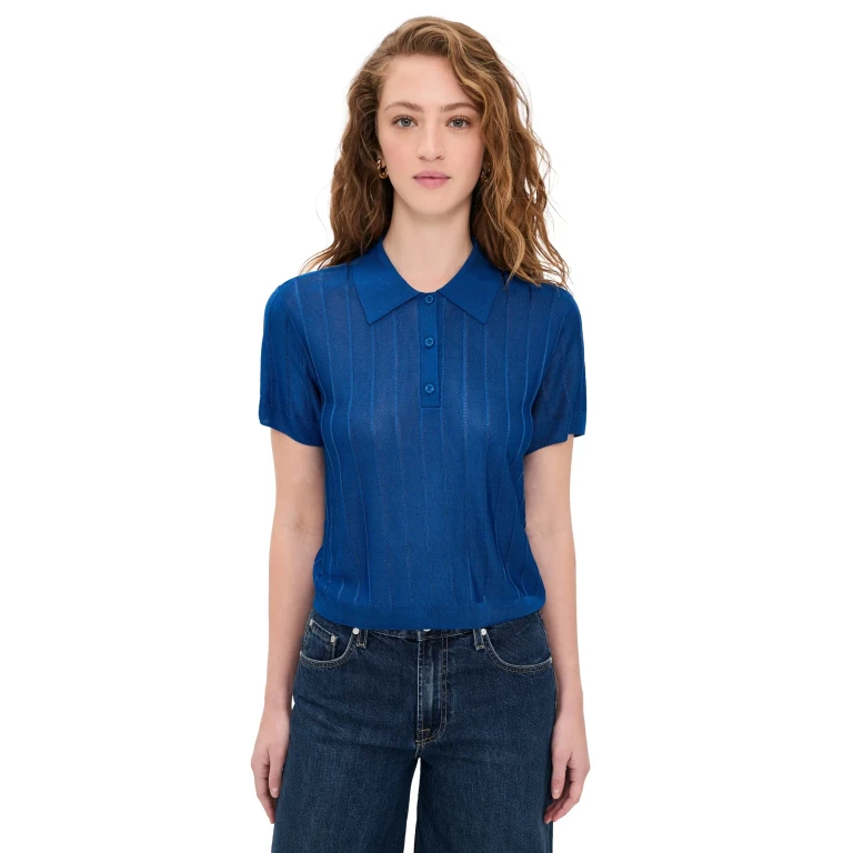 FRAME The Ribbed Polo Royal Blue XS