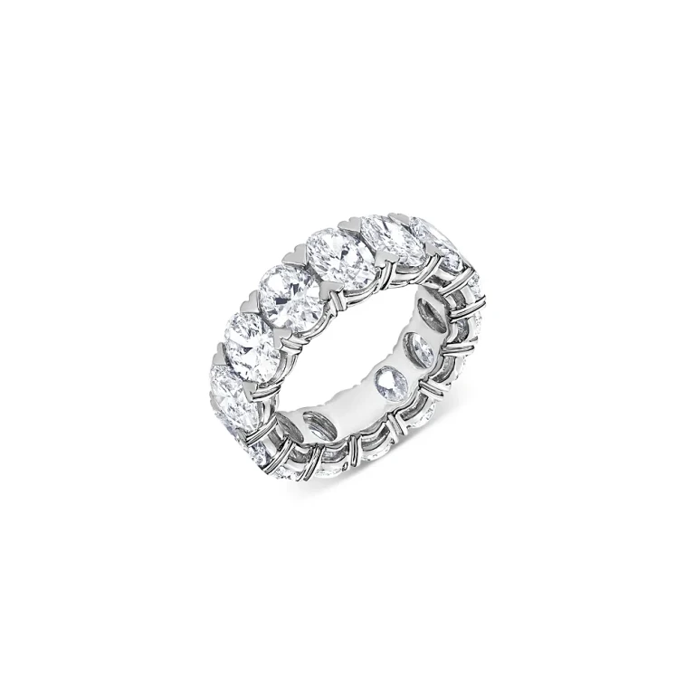 Certified Lab Grown Diamond Oval Eternity Band in 18K White Gold, 9.75 tcw