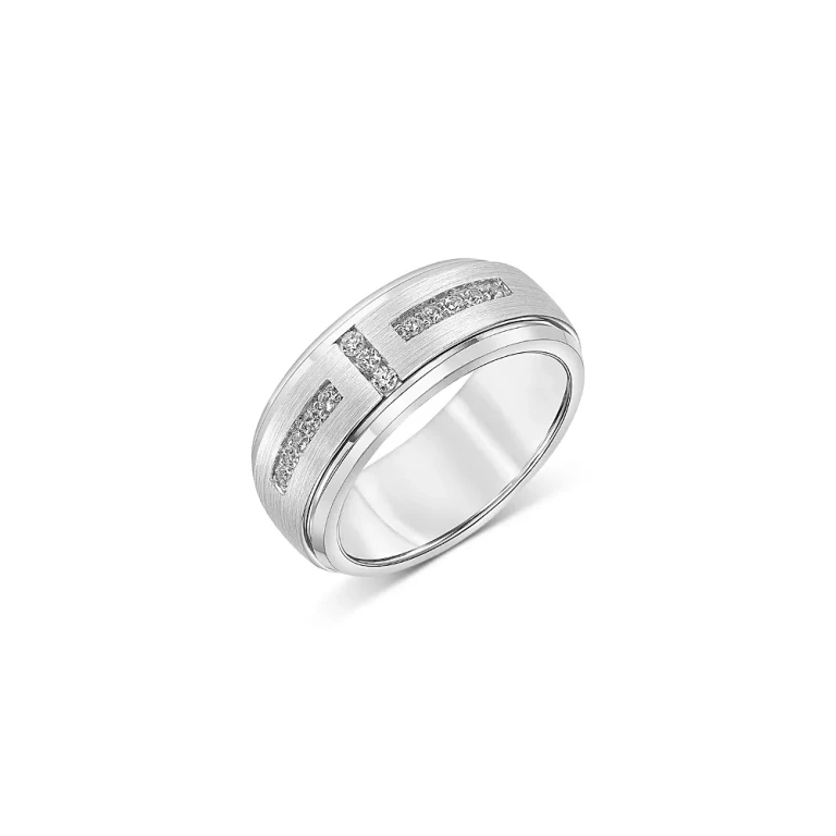 Men's Diamond Band in Tungsten & Sterling Silver, 0.31 tcw