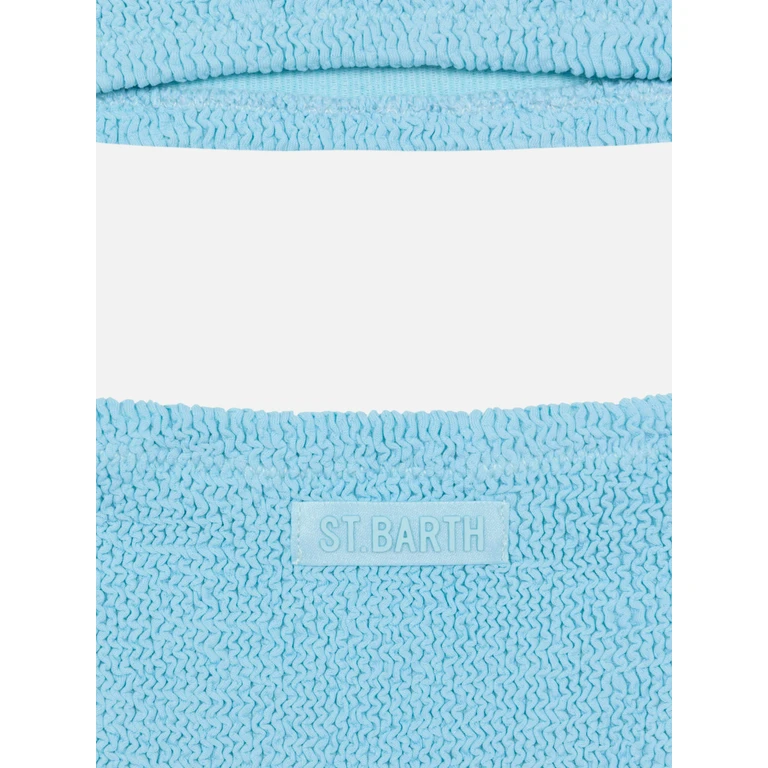 Mc2 Saint Barth Light Blue Crinkle Classic Bralette Bikini Baker Sky
