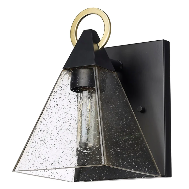 Matte Black with Gold Outdoor Wall Lantern from the Dewitt Collection