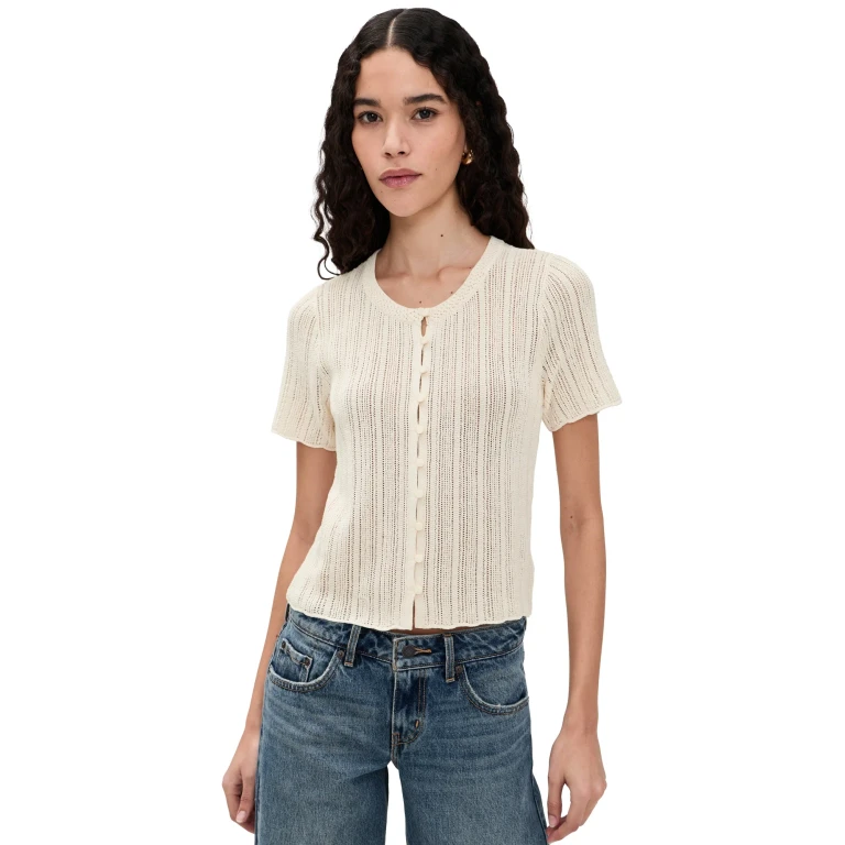 Z Supply Starboard Crochet Top Cloud S